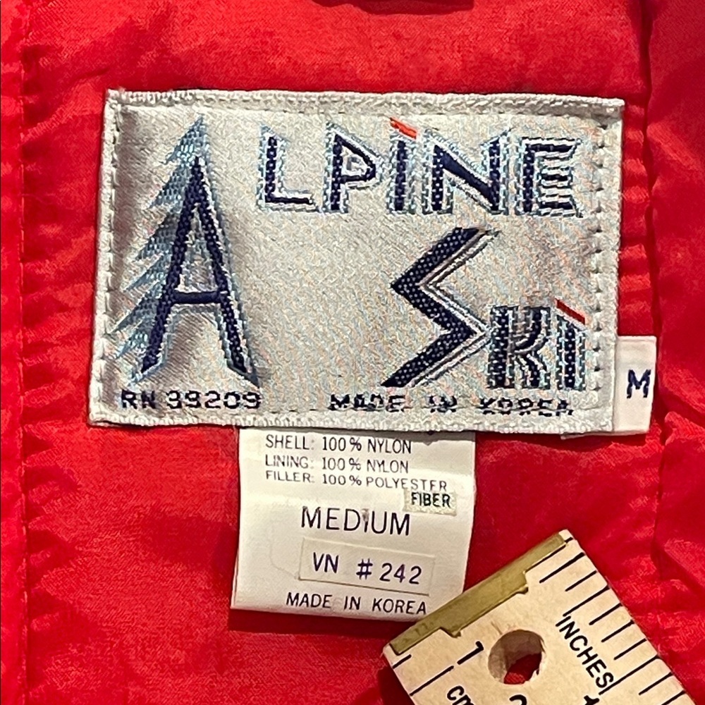 Vintage Alpine Ski Black and Red Men's Medium Puffer Vest - Picture 5 of 7